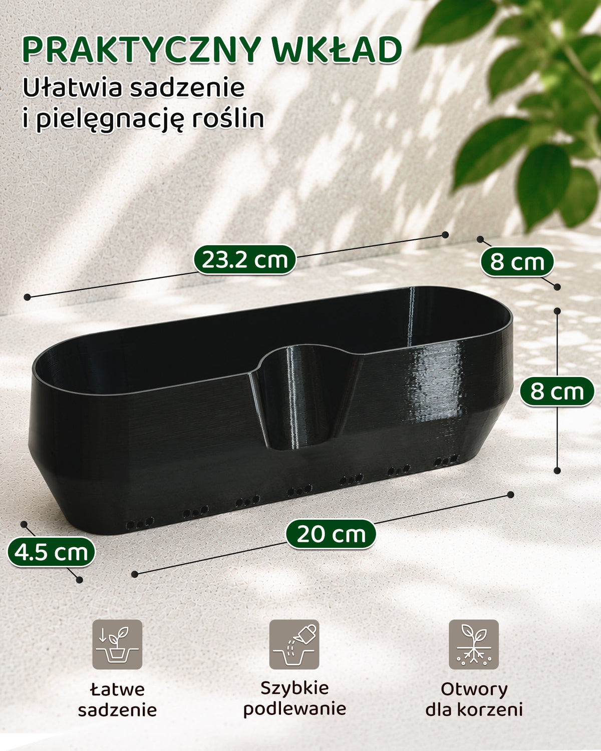 Self-Watering Planter AQUA WAVE for Succulents and Plant Arrangements