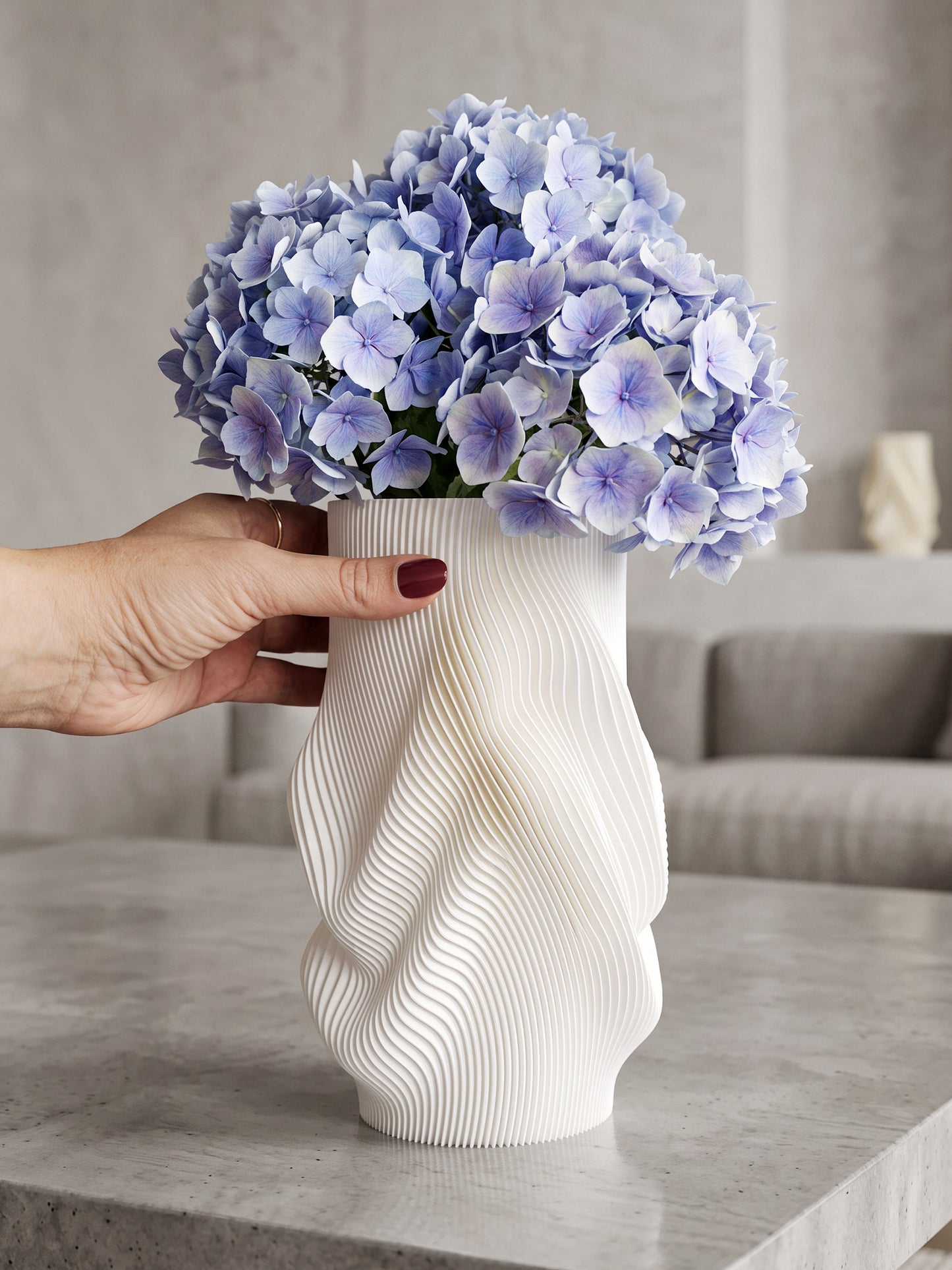 Modern Flower Vase with Glass Insert AQUA FLOW – 25 cm