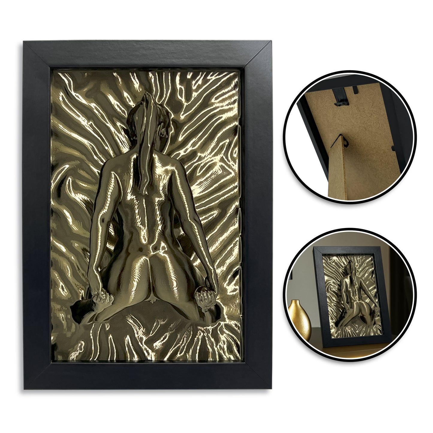 Erotische Wandkunst – 3D-Akt-Skulptur einer Frau für Schlaf- oder Wohnzimmer