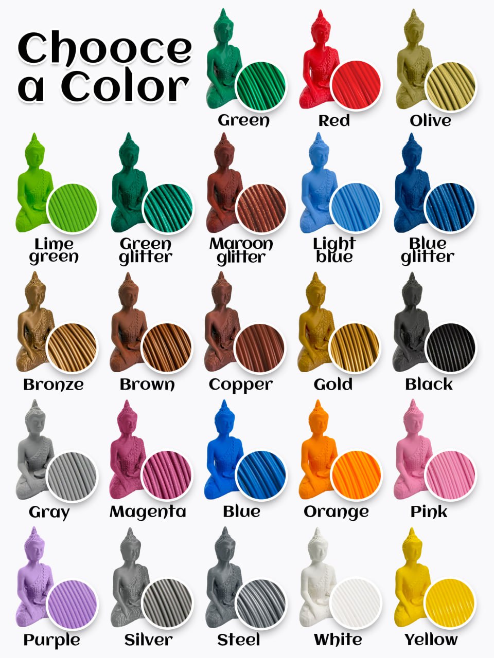 Plexiwire PLA filament color options für 3D printing