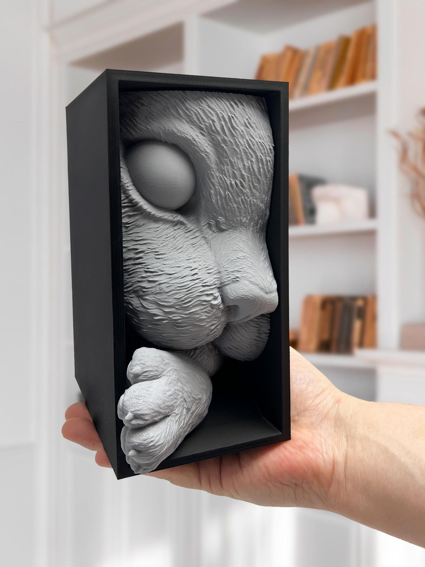 3D Cat Book Nook Insert – Animal Bücherregal-Deko, Niedlich Cat Skulptur, 3D-gedruckt Bookshelf Insert, Geschenk für Book