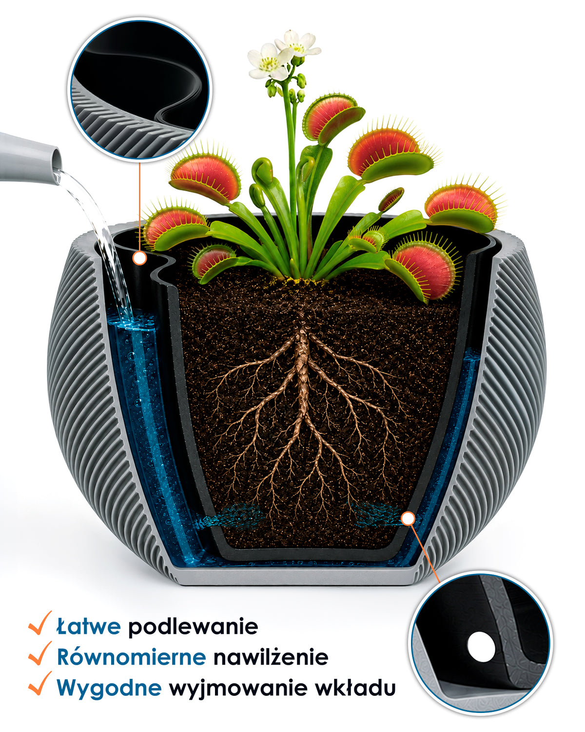Self-Watering Planter AQUA ZEN for Indoor Plants