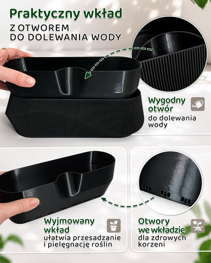 Self-Watering Planter AQUA WAVE for Succulents and Plant Arrangements