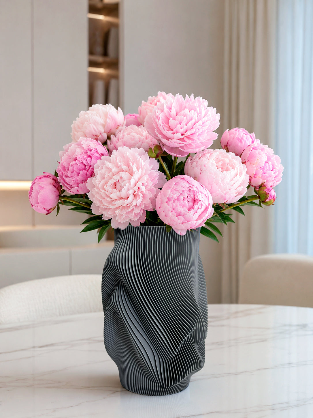 Modern Flower Vase with Glass Insert AQUA FLOW – 25 cm