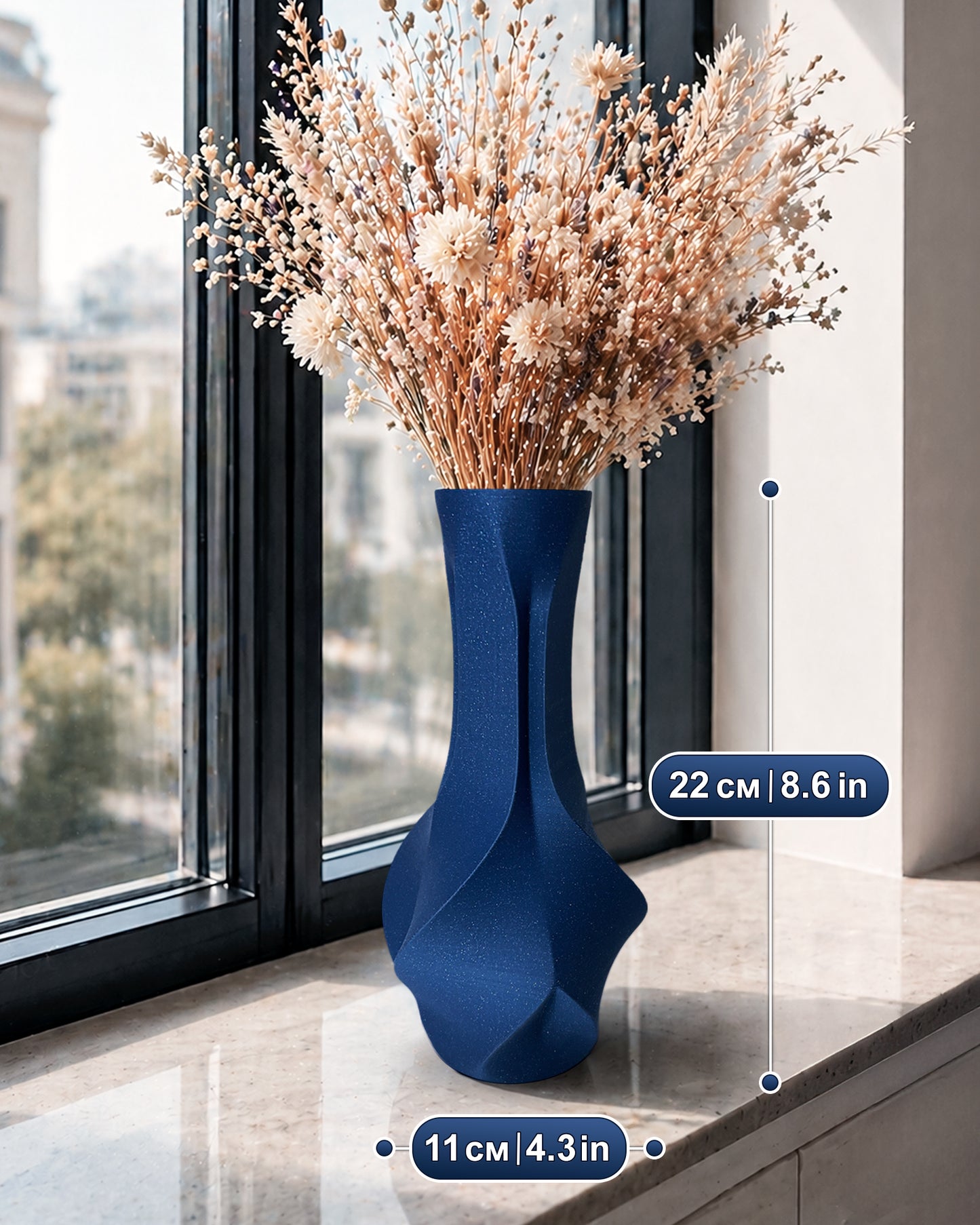 Faceta Vase – Modern Geometric Decorative Vase for Dried Flowers