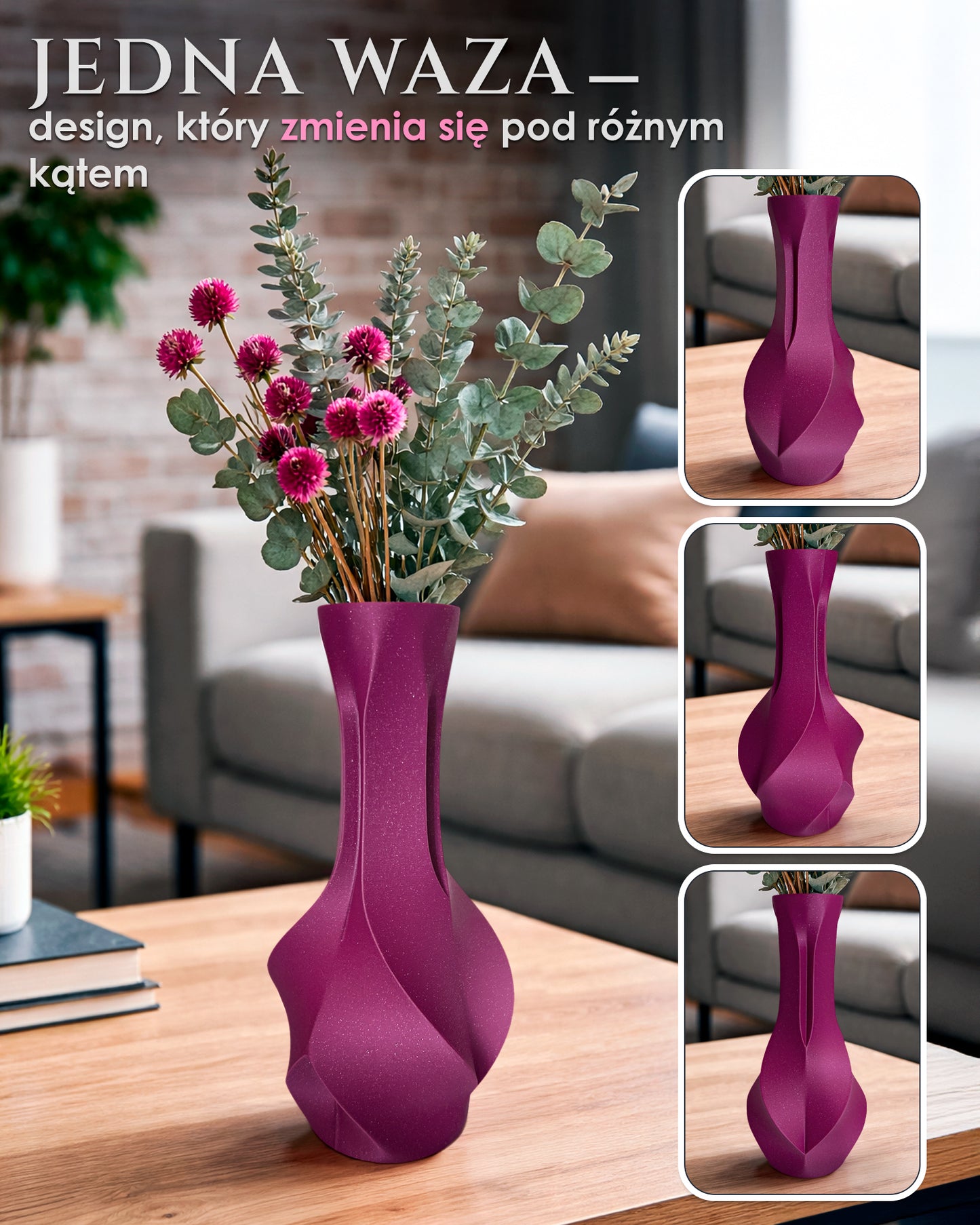 Faceta Vase – Modern Geometric Decorative Vase for Dried Flowers