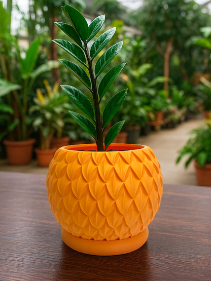 3D-printed orange PLA pot from Plexiwire