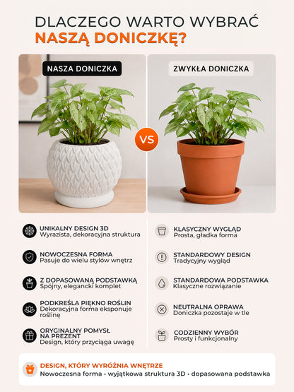 PRISMA M – Dekorativer 3D-Blumentopf mit Drainageloch und Untersetzer