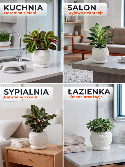 PRISMA M – Dekorativer 3D-Blumentopf mit Drainageloch und Untersetzer