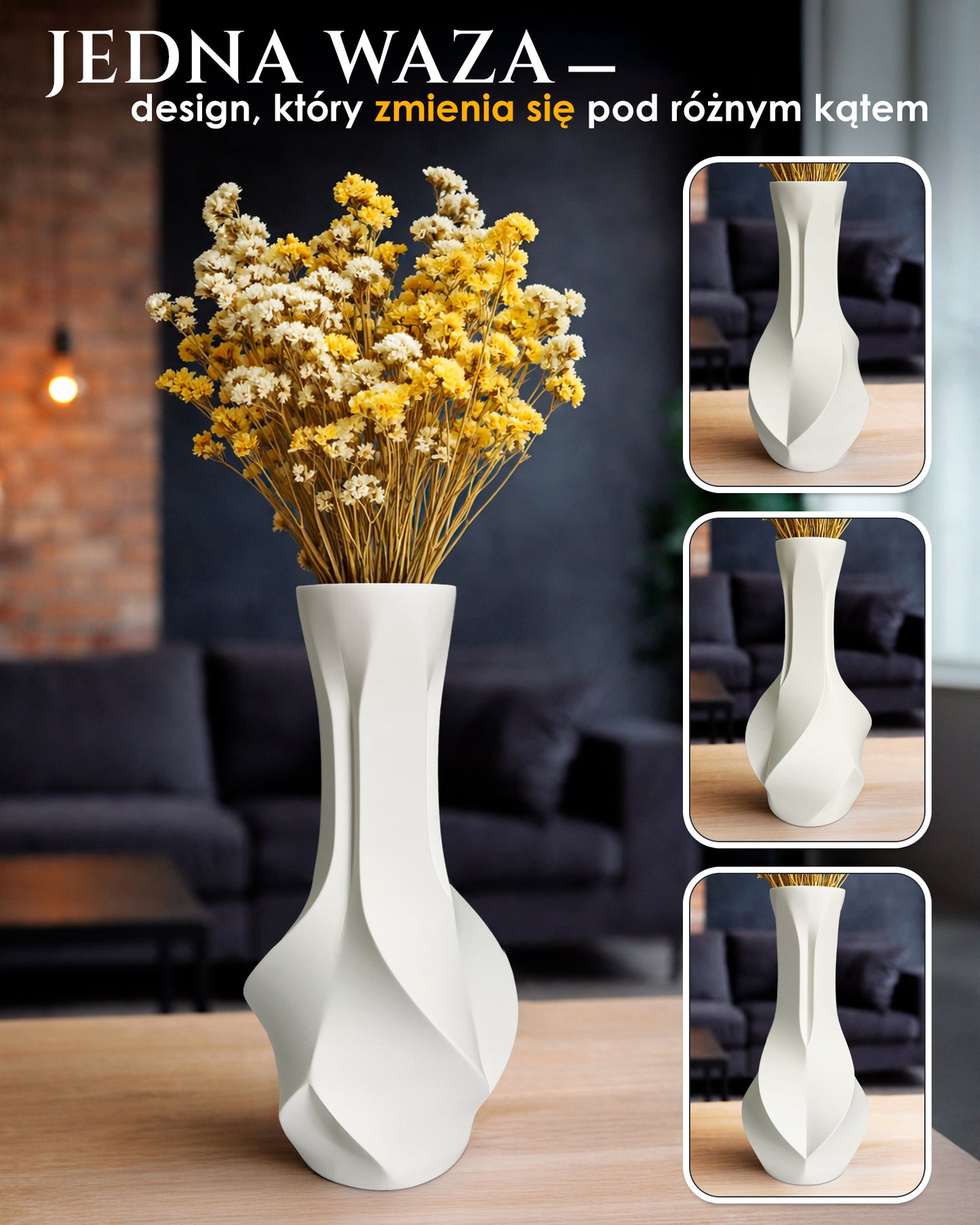 Faceta Vase – Modern Geometric Decorative Vase for Dried Flowers