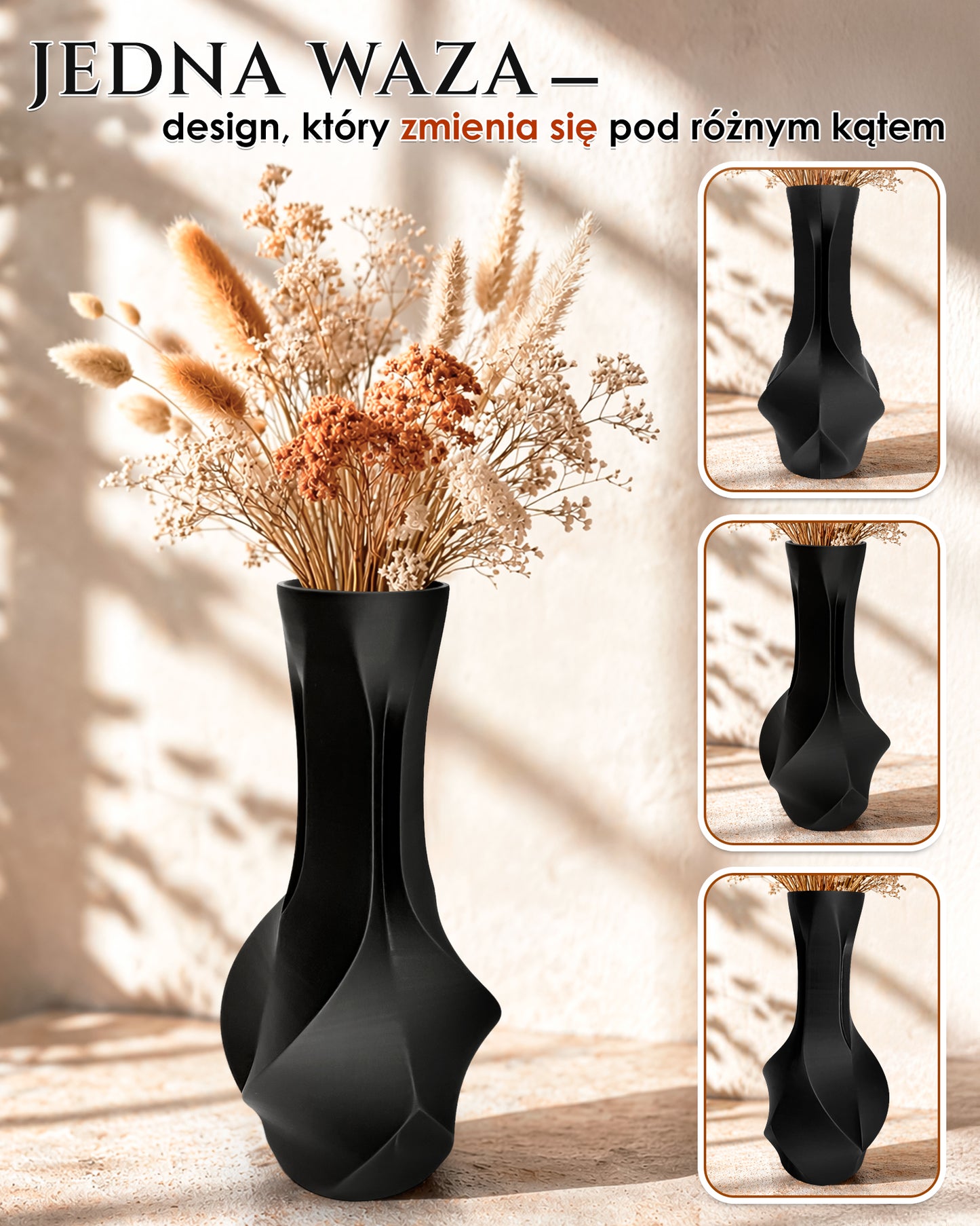 Faceta Vase – Modern Geometric Decorative Vase for Dried Flowers