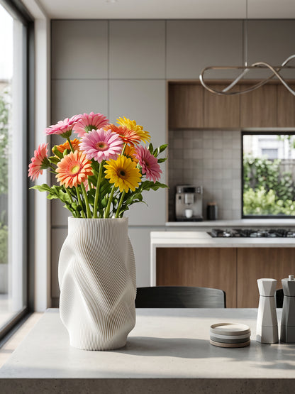 Modern Flower Vase with Glass Insert AQUA FLOW – 25 cm