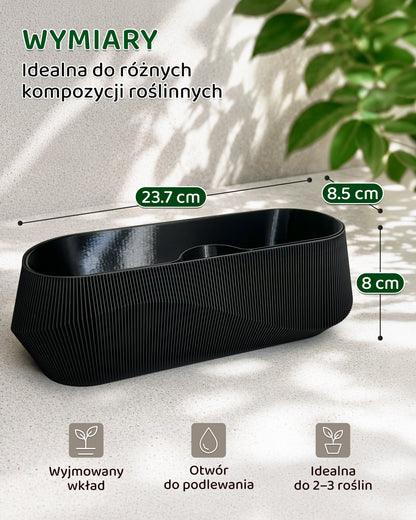 Self-Watering Planter AQUA WAVE for Succulents and Plant Arrangements