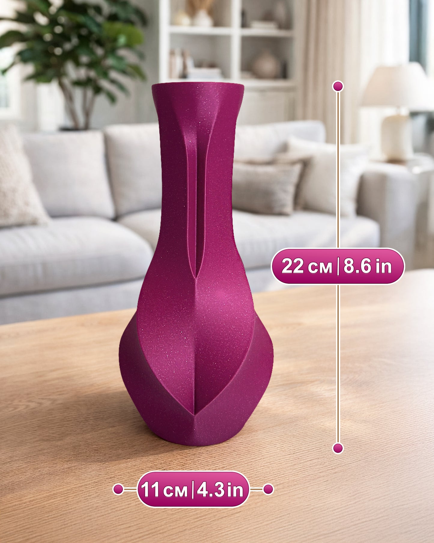Faceta Vase – Modern Geometric Decorative Vase for Dried Flowers