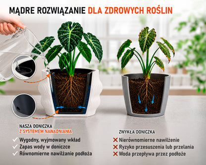 Selbstbewässernder Blumentopf AQUA FLOW für Zimmerpflanzen