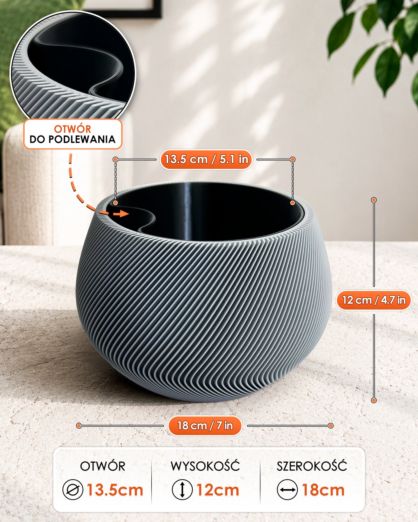 Self-Watering Planter AQUA ZEN for Indoor Plants