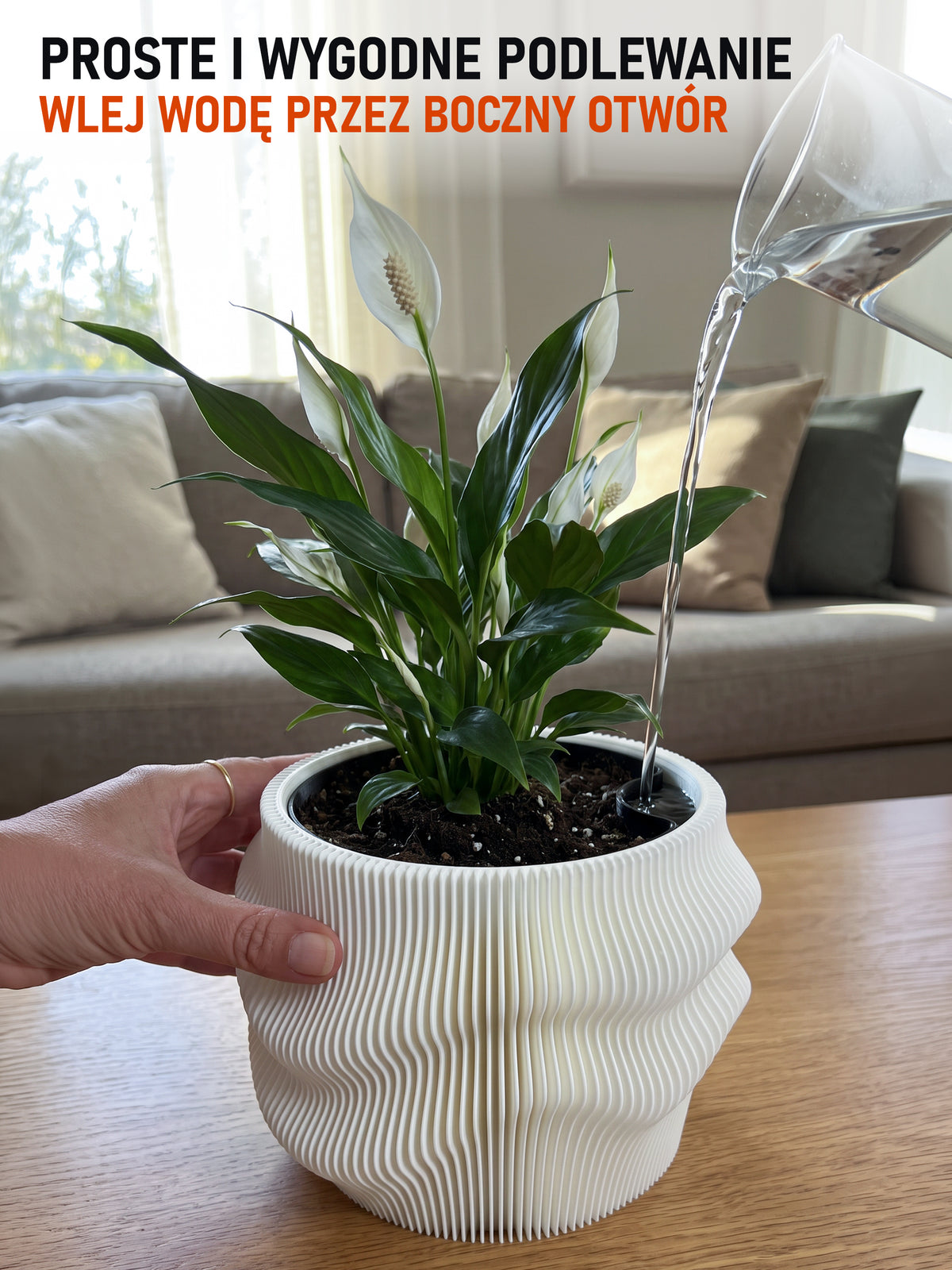 Selbstbewässernder Blumentopf AQUA FLOW für Zimmerpflanzen