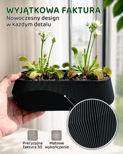 Self-Watering Planter AQUA WAVE for Succulents and Plant Arrangements