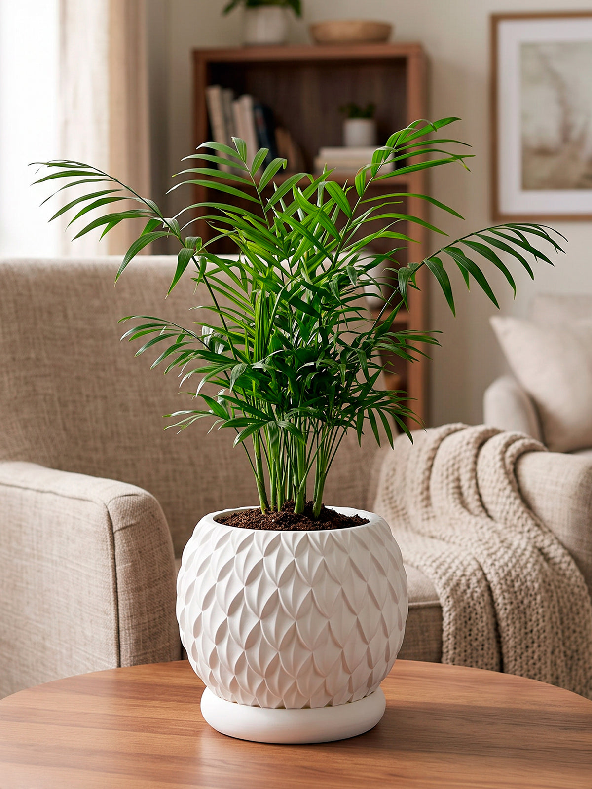 PRISMA M – Dekorativer 3D-Blumentopf mit Drainageloch und Untersetzer