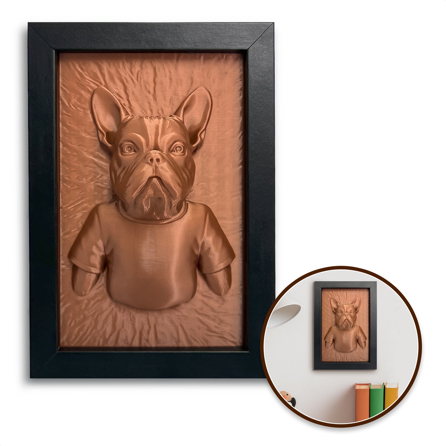 Französische Bulldogge 3D-Wandkunst – Geschenk für Hundeliebhaber