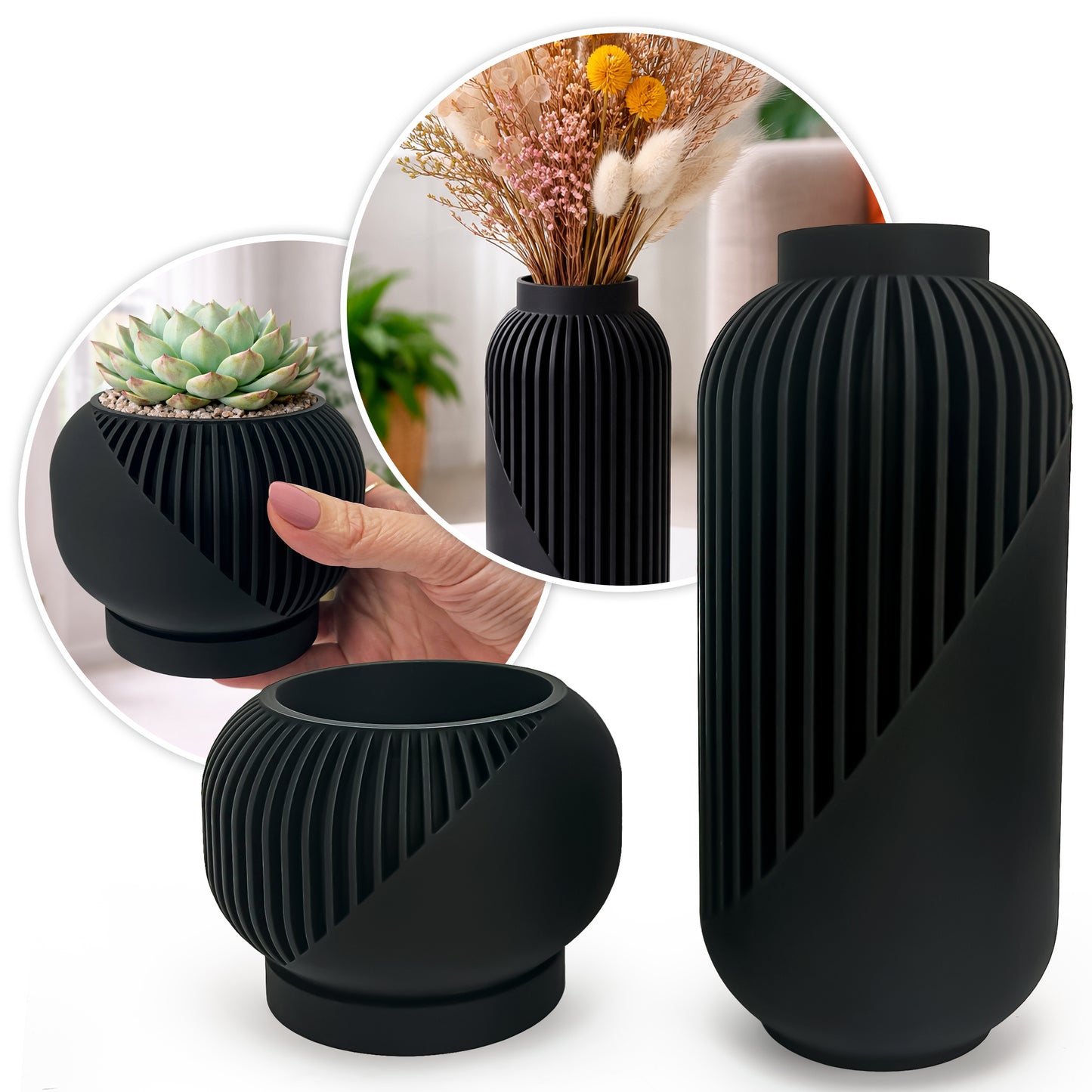Linea Set – Modern Minimalist Vase & Planter