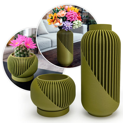 Linea Set – Modern Minimalist Vase & Planter