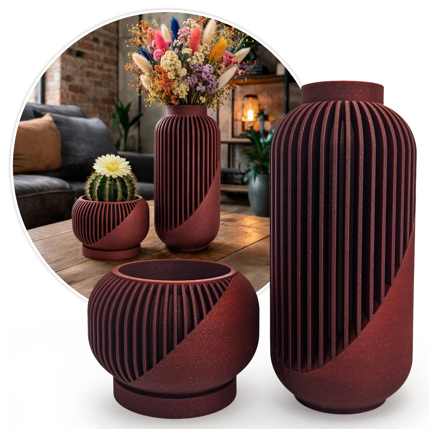 Linea Set – Modern Minimalist Vase & Planter