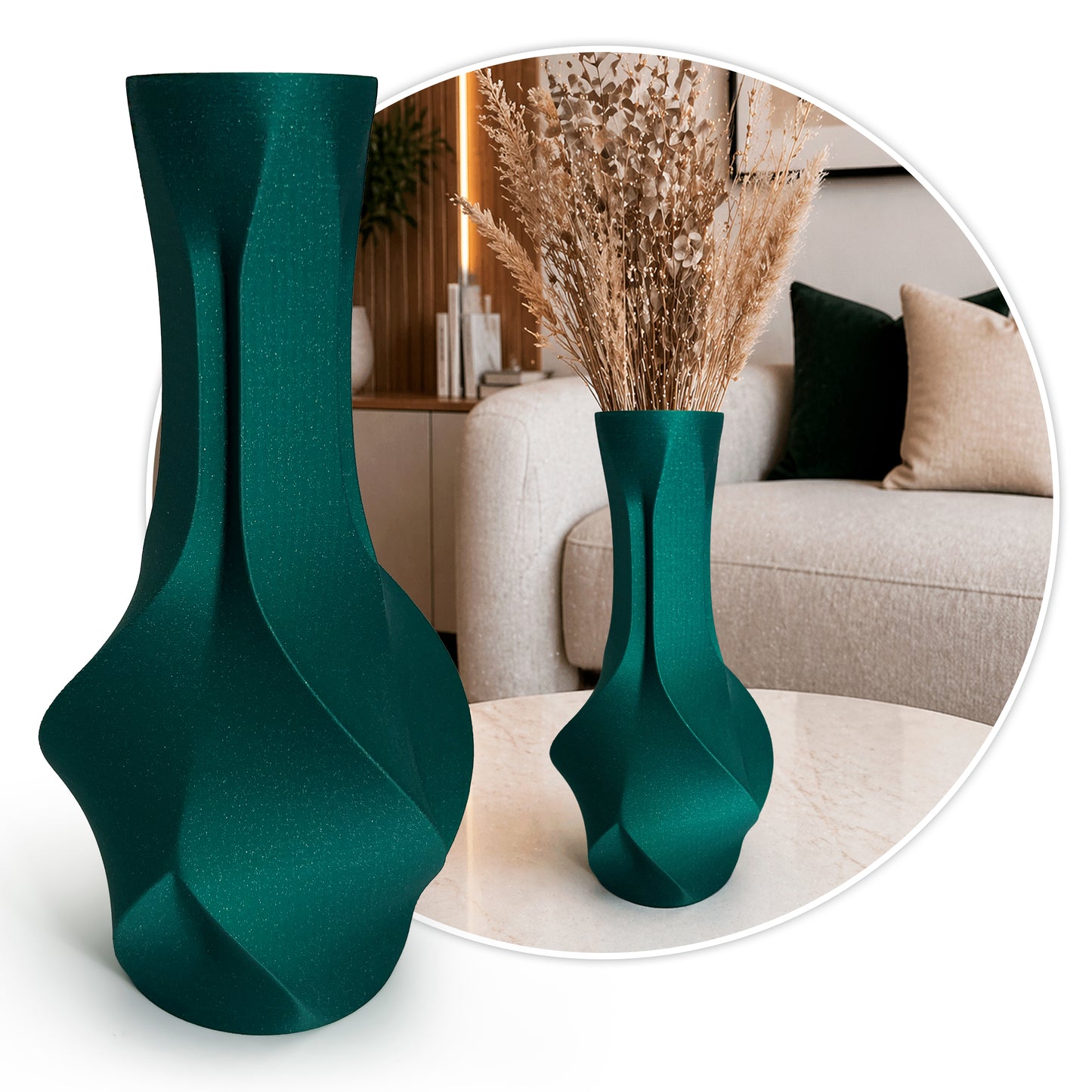 Faceta Vase – Modern Geometric Decorative Vase for Dried Flowers