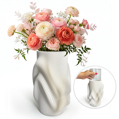 Modern Flower Vase with Glass Insert AQUA FLOW – 25 cm