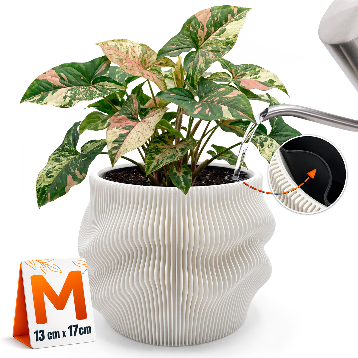 Selbstbewässernder Blumentopf AQUA FLOW für Zimmerpflanzen