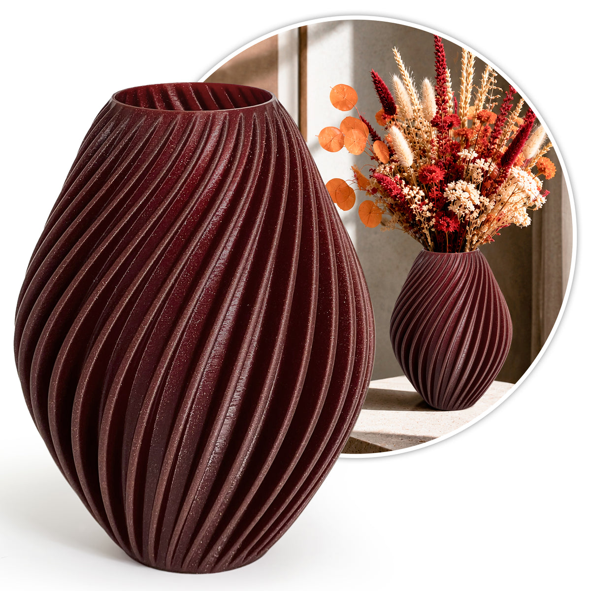 Modern Decorative Vase for Dried Flowers SPIRA – 18 cm