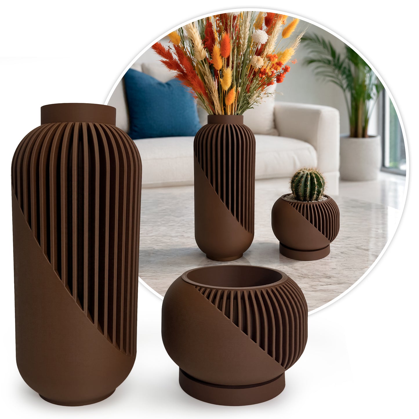 Linea Set – Modern Minimalist Vase & Planter