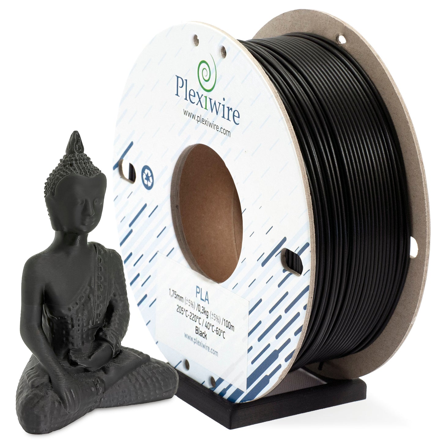 Black PLA filament Plexiwire 1.75 mm — high-quality 3D printing plastic