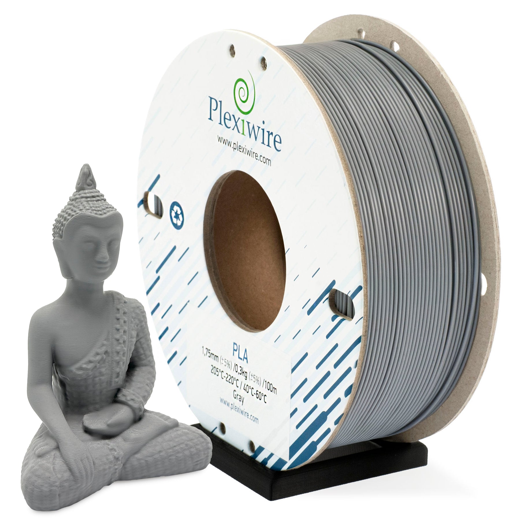 Gray PLA filament Plexiwire 1.75 mm — high-quality 3D printing plastic