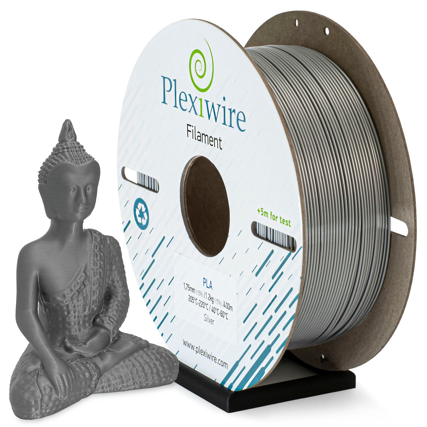 Silver PLA filament Plexiwire 1.75 mm — high-quality 3D printing plastic