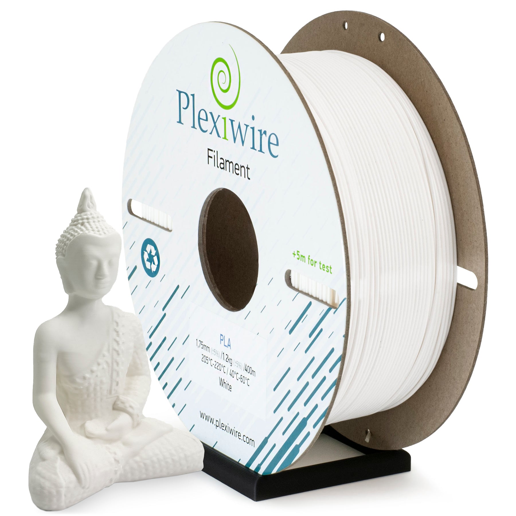 White PLA filament Plexiwire 1.75 mm — high-quality 3D printing plastic