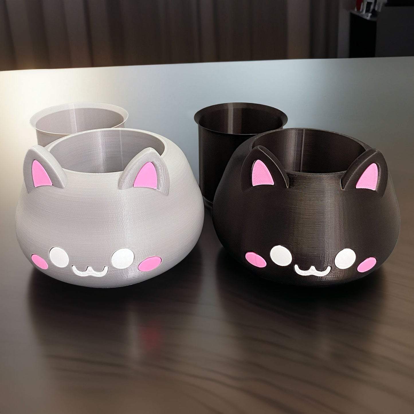 Pflanztopfs - 3D-gedruckt Happy Cat Pflanzgefäß für Plants, Flowers und Sukkulentes. Ideal für Wohnaccessoire. - Plexiwire 3D