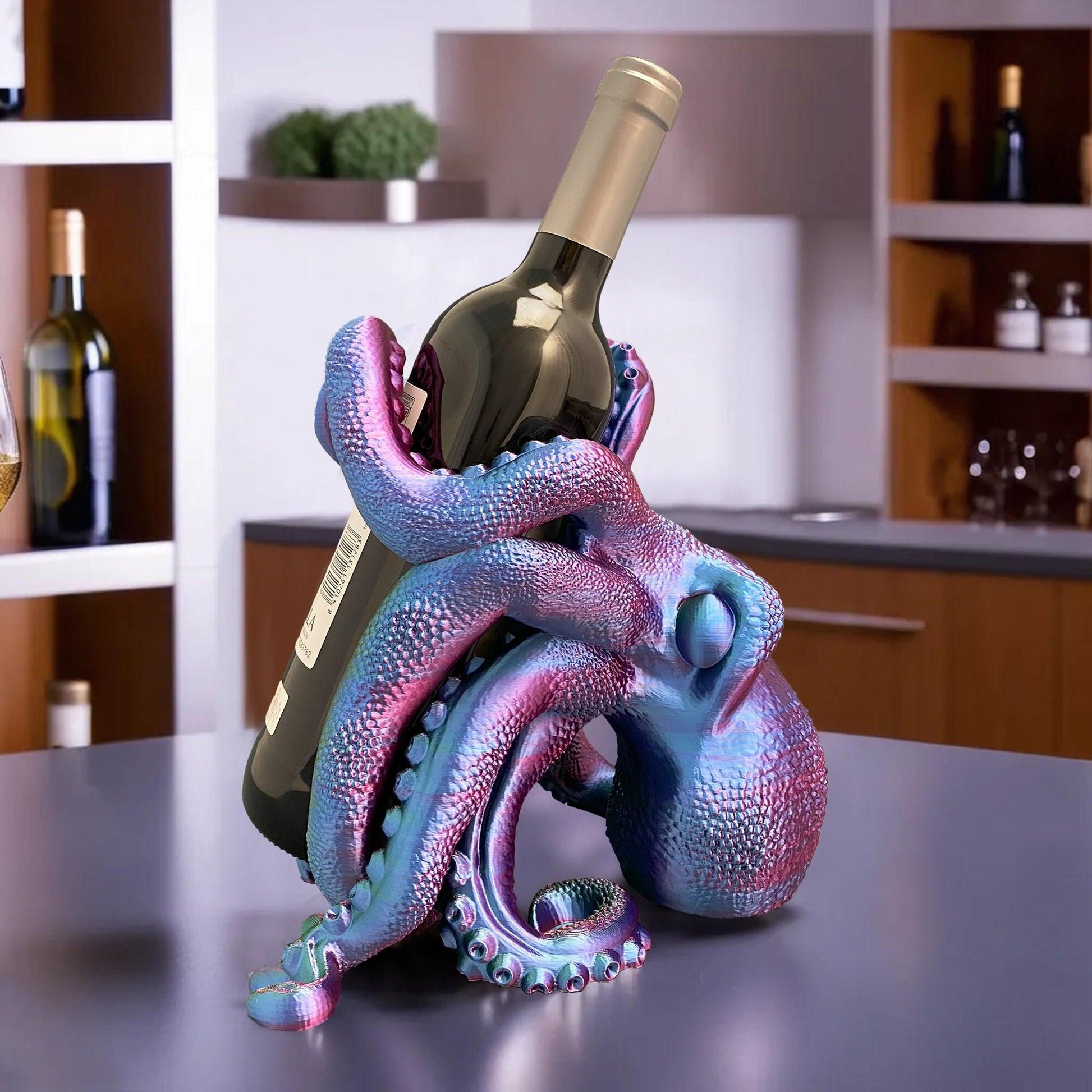 Octopus Weinflaschenhalter - bar und Küchendeko! - Plexiwire 3D Drucke