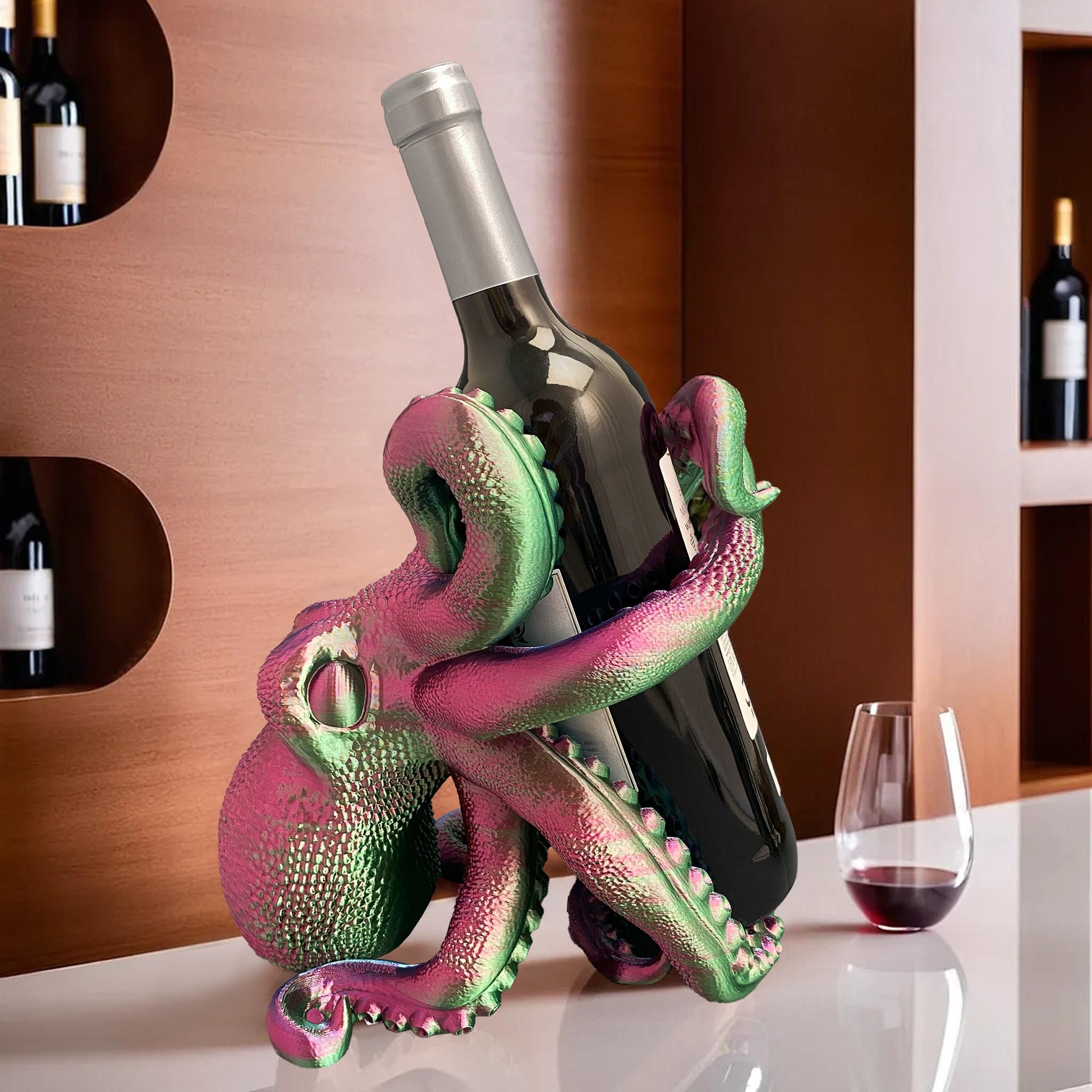 Octopus Weinflaschenhalter - bar und Küchendeko! - Plexiwire 3D Drucke