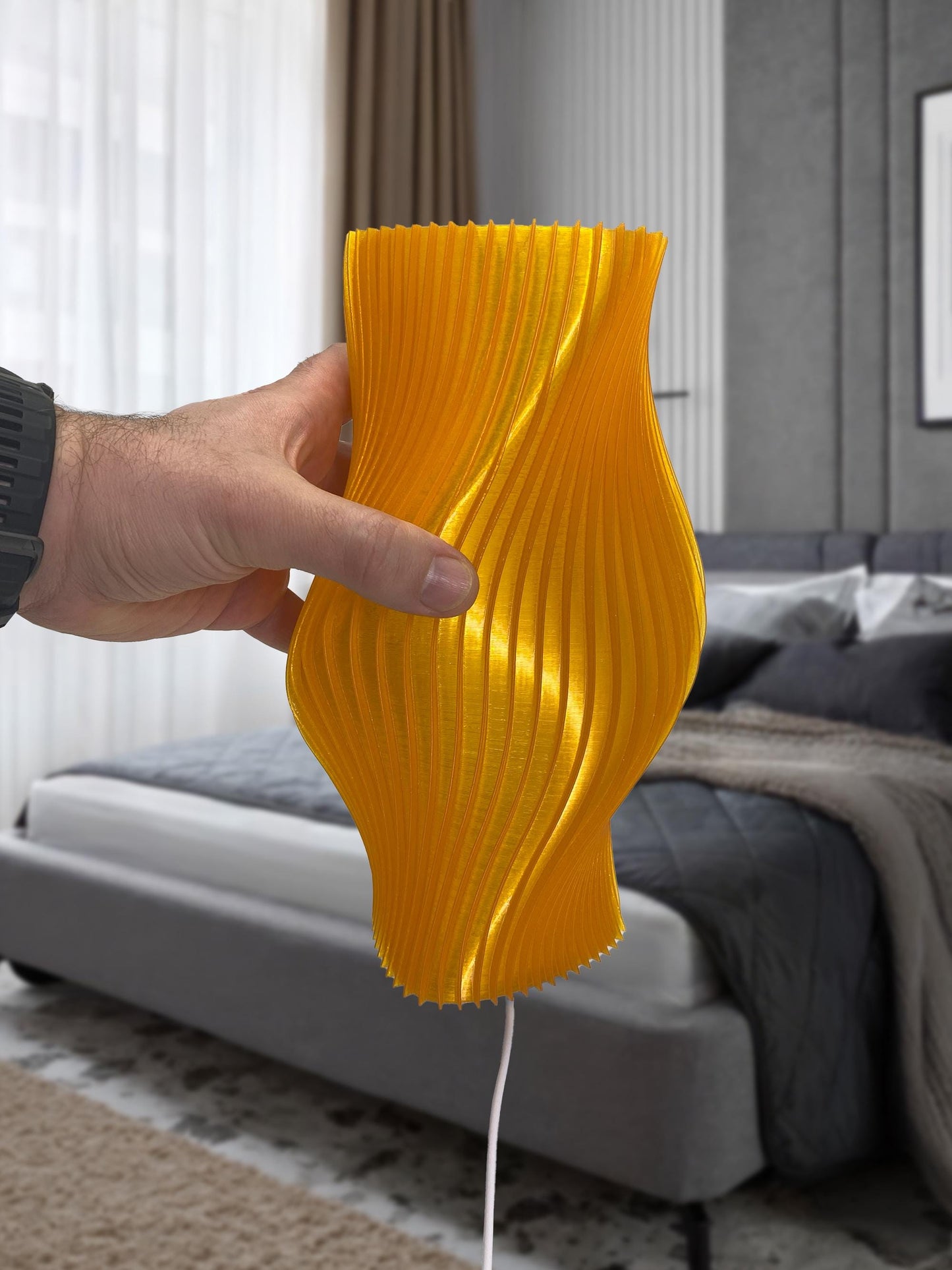 3D-gedruckt Mushroom Lampe mit Warm LED Light – Minimalistisch Bedside oder Schreibtisch Lampe - Plexiwire 3D Drucke