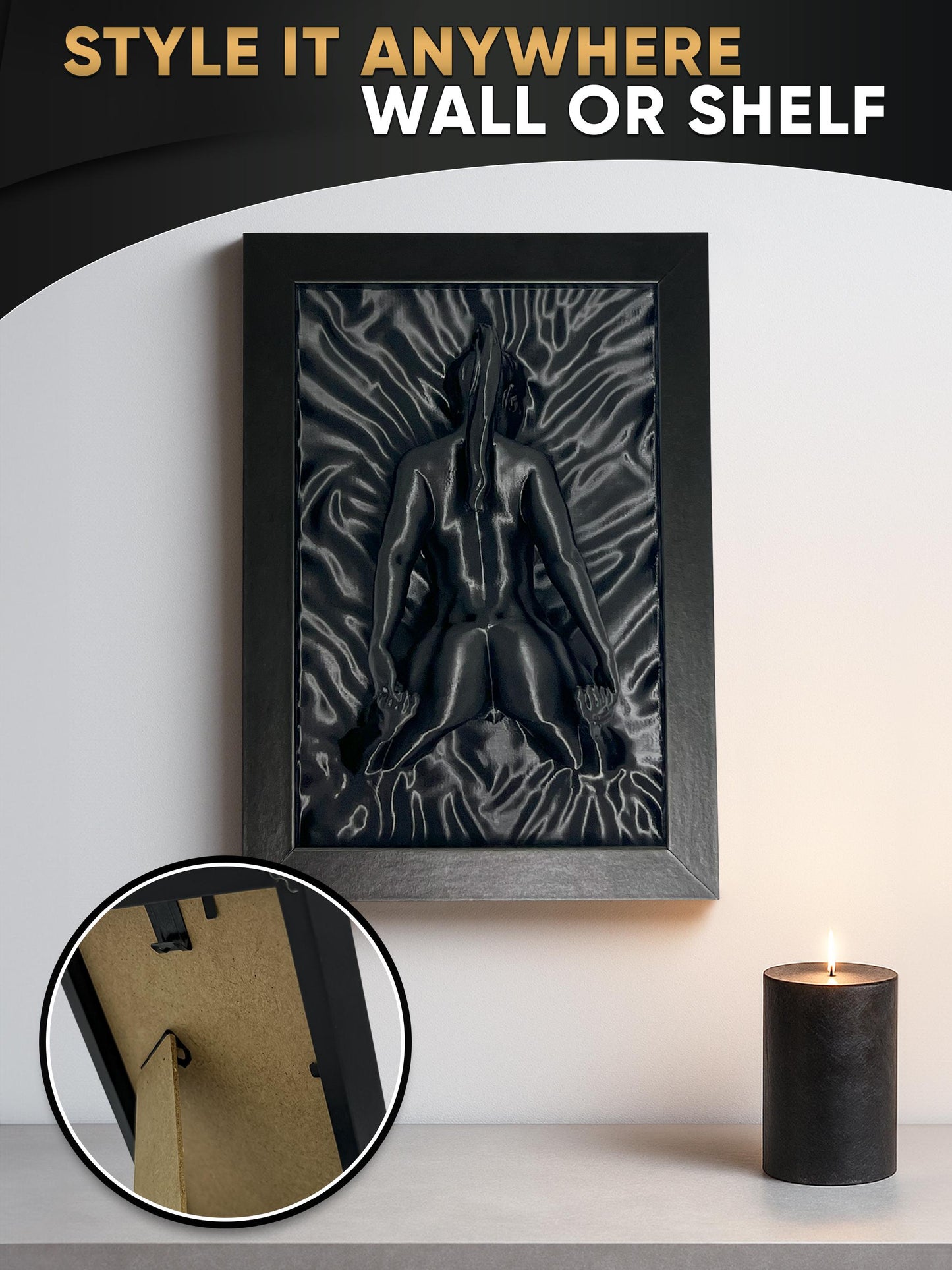 Erotische Wandkunst – 3D-Akt-Skulptur einer Frau für Schlaf- oder Wohnzimmer