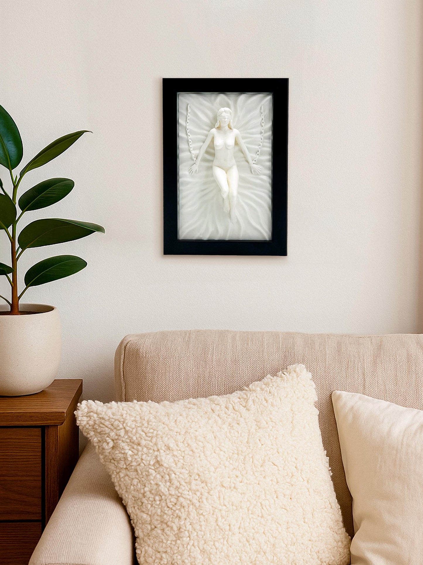 3D-gedruckt Wand Skulptur in Schwarz Rahmen Modern Minimalistisch Wohnaccessoire Kunst - Plexiwire 3D Drucke