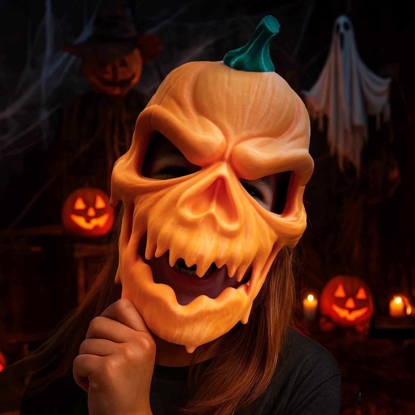 Pumpkin Skull Halloween Mask 3D-gedruckt Scary Costume Cosplay Prop - Plexiwire 3D Drucke