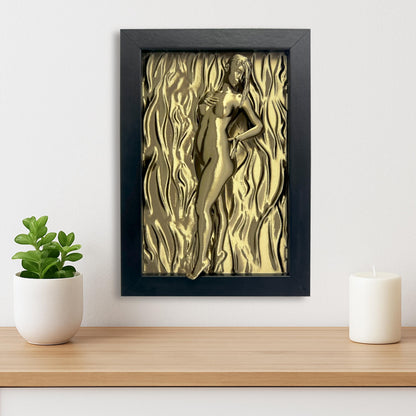 Sinnlich 3D Wanddeko - Zeitgenössisch Akt weibliche Figur in Rahmen, Sinnlich Kunst Zuhause Accent, Handcrafted Wand Skulptur