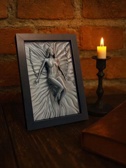 3D-gedruckt Wand Skulptur in Schwarz Rahmen Modern Minimalistisch Wohnaccessoire Kunst - Plexiwire 3D Drucke