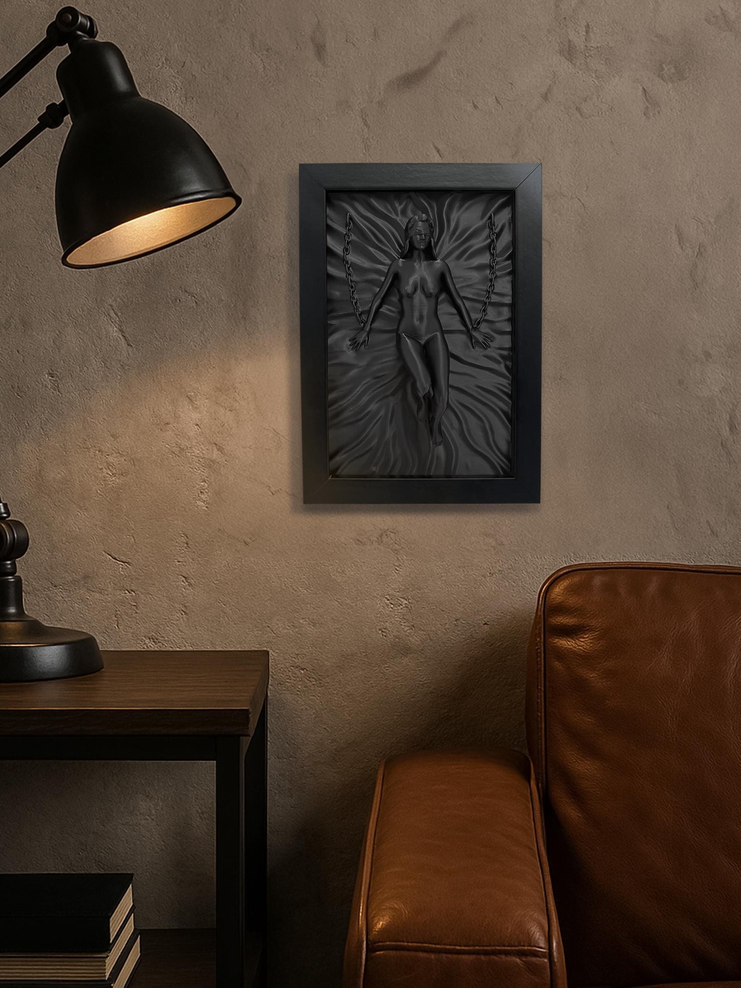 3D-gedruckt Wand Skulptur in Schwarz Rahmen Modern Minimalistisch Wohnaccessoire Kunst - Plexiwire 3D Drucke