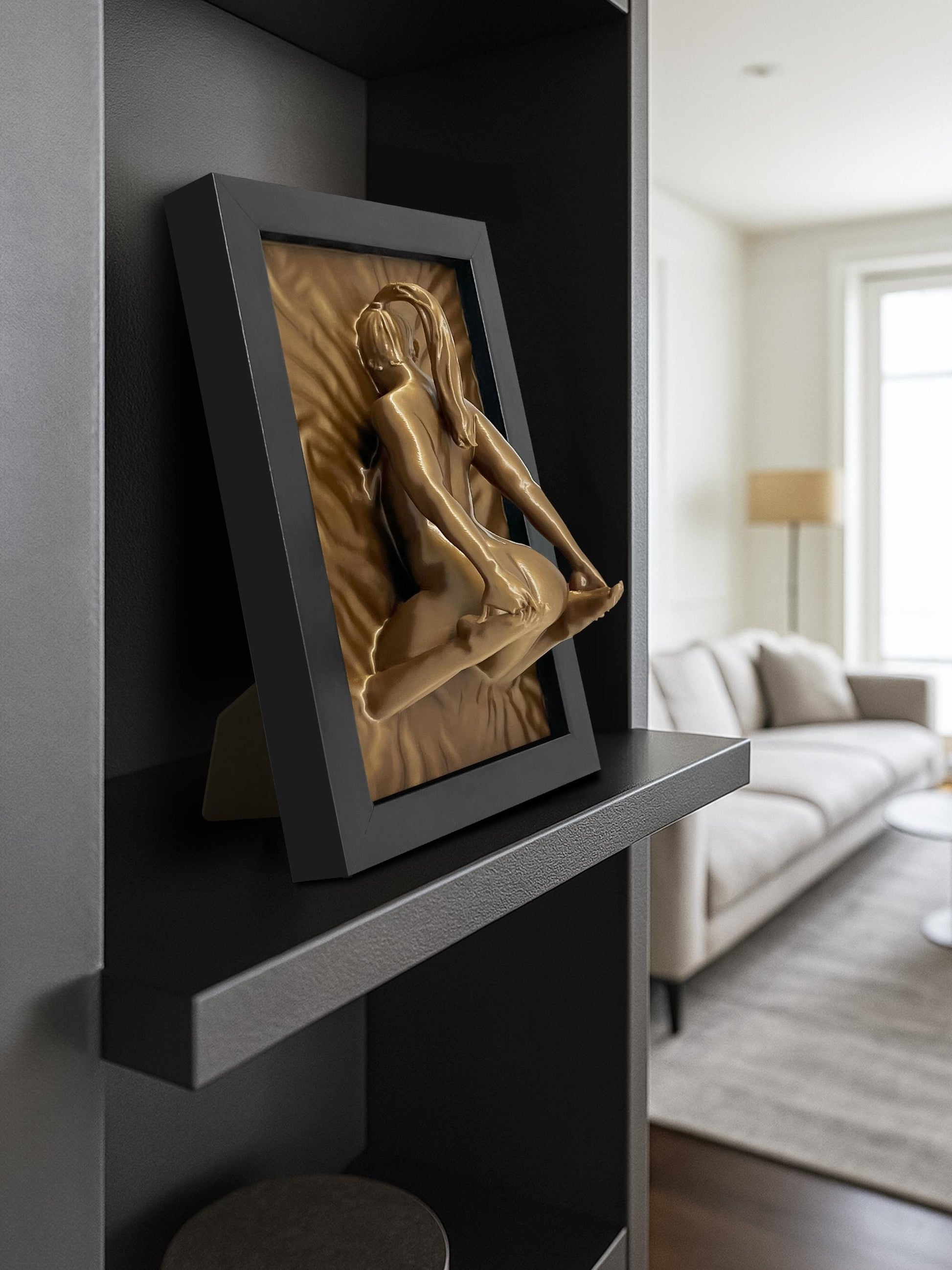 Erotische Wandkunst – 3D-Akt-Skulptur einer Frau für Schlaf- oder Wohnzimmer