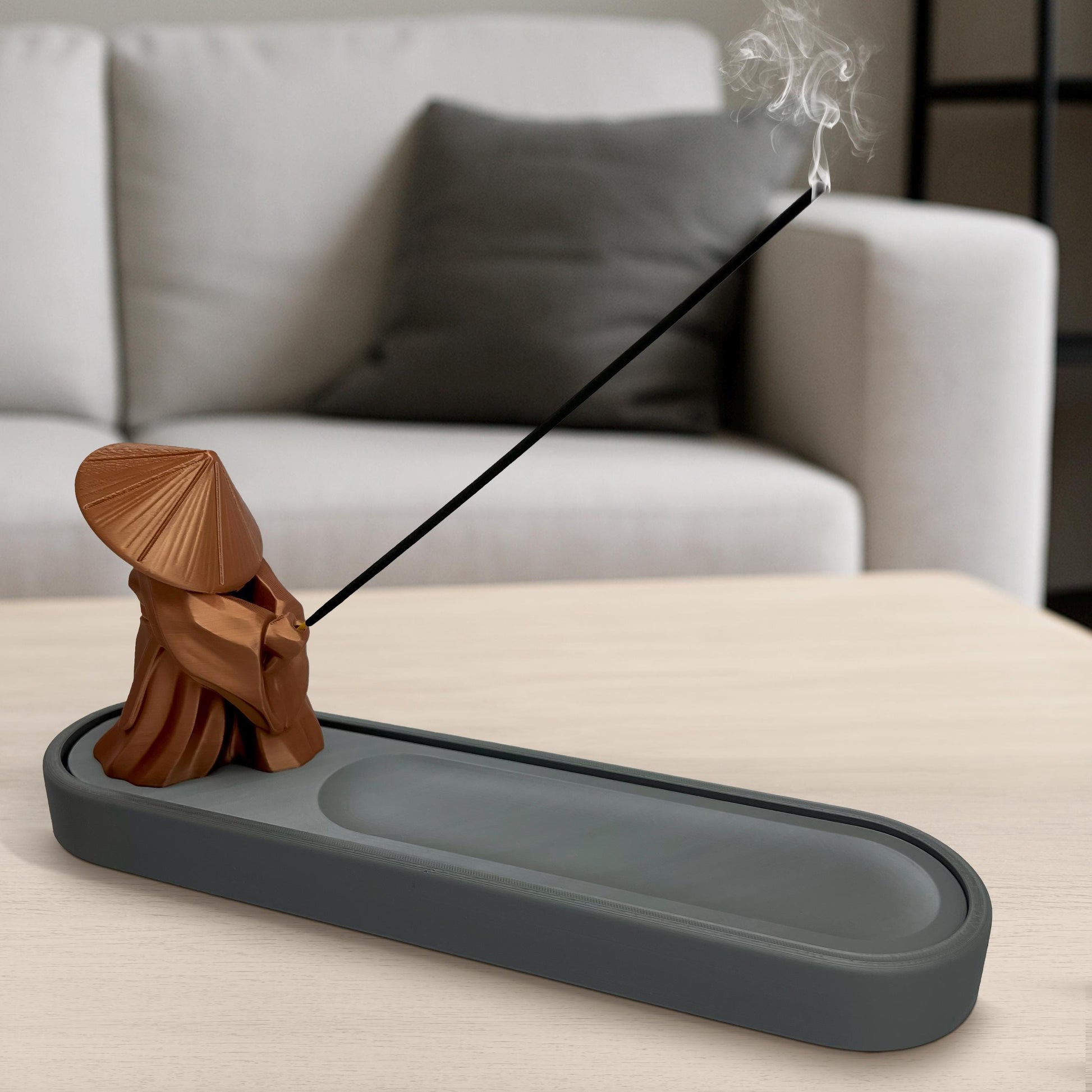 Meditation Räucherstäbchenhalter mit Storage – 3D-gedruckt Monk Deko, Zen Yoga Incense Stick Burner, Entspannung und Zuhause