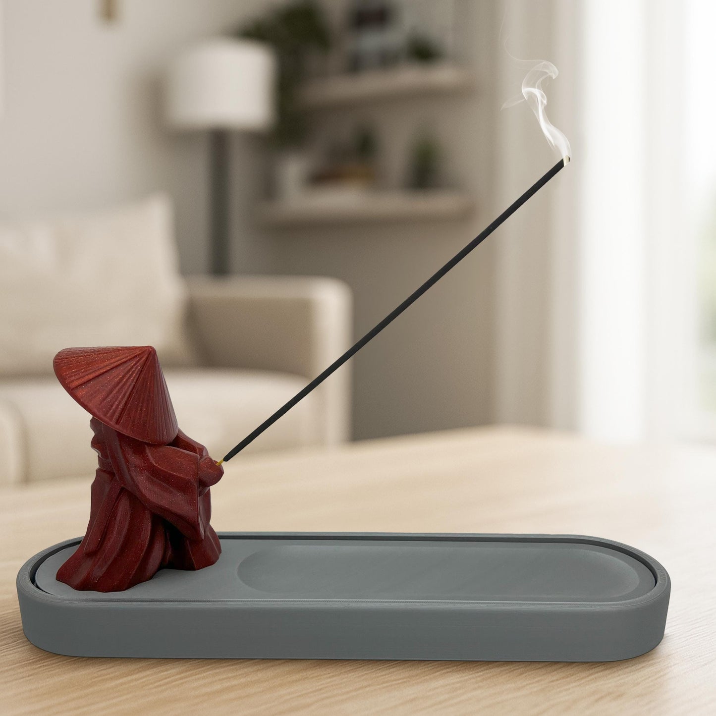 Meditation Räucherstäbchenhalter mit Storage – 3D-gedruckt Monk Deko, Zen Yoga Incense Stick Burner, Entspannung und Zuhause