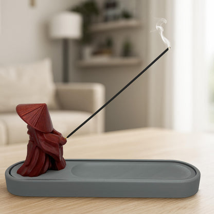 Meditation Räucherstäbchenhalter mit Storage – 3D-gedruckt Monk Deko, Zen Yoga Incense Stick Burner, Entspannung und Zuhause